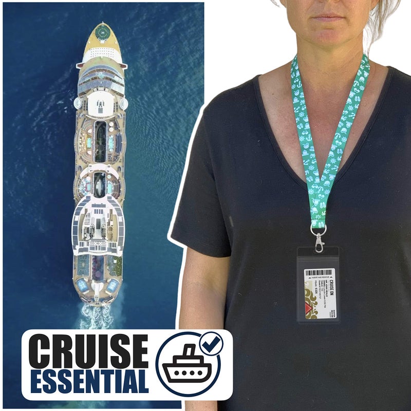 Cruise On Lanyards for Cruise Ship Cards (2-Pack) in 2026 & 2027, Cruise Lanyard with ID Holder, Detachable Key Card Badge & Waterproof Ship Card Holder (Emeral Sea Green) - Image 3
